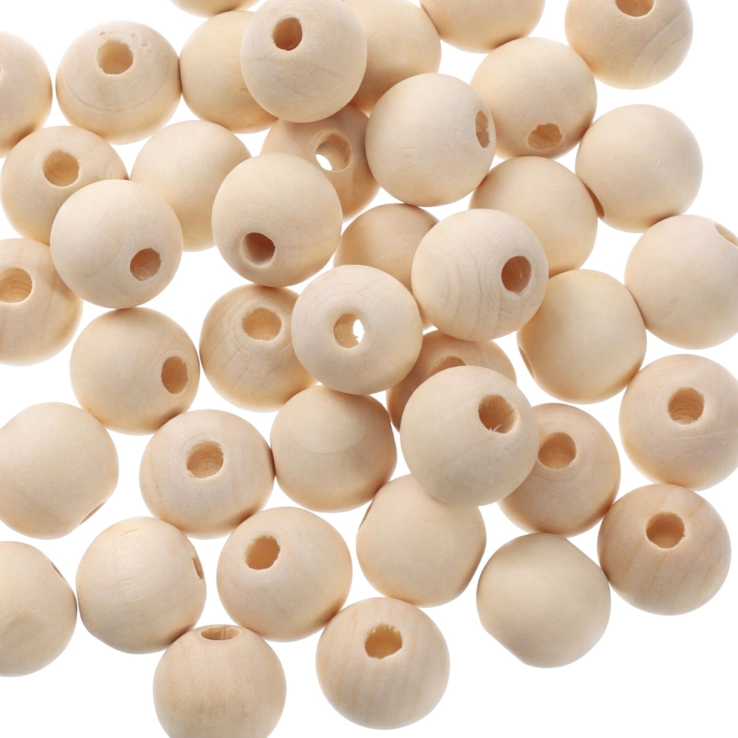 JJUNW 150 PCS Wooden Beads for Crafting, 14 mm Round Unfinished Wood Spacer Beads 4 mm Hole Craft Loose Beads for Adults & Kids Crafts DIY Art Painting Jewellery Making