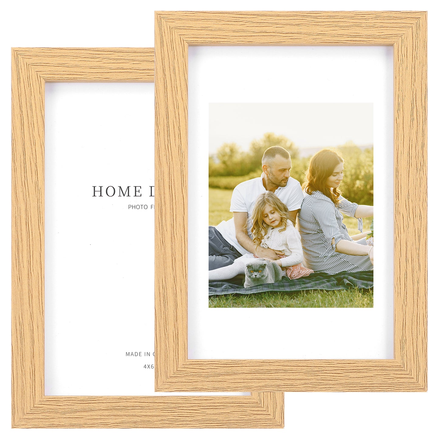 HJZHII 2PCS 6x4 Inches Freestanding Wooden Picture Frames, Distressed Wood Photo Strip Frames Photo Storage Frame with PVC Cover Vertical or Horizontal Placement Desktop Table Decor for Office Home