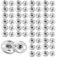 TIESOME 100 Pcs Metal Snap Buttons, 8.5mm (0.33 Inch) Sew On Snap Fasteners for Jeans, Coats & Sewing DIY, Durable Copper Metal Snaps for Fabric (Silver)