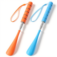 TIESOME 2 Pcs Shoe Horn Long Handled, Telescopic 12-28 Inch Metal Long Handled Shoe Horns, Portable Adjustable Length Boot Horn for Men Women Kids Seniors, Lightweight Ergonomic Handle (Blue & Orange)