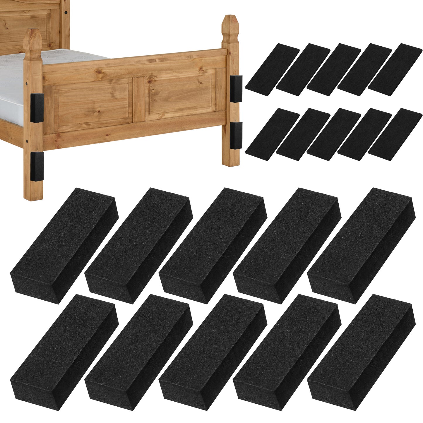 TIESOME 20Pcs EVA Foam Headboard Stoppers, 2.99x1.18x0.79/0.12 Inch Thick Wall Protector Pads for Bed Noise Reduction Furniture Bumpers Couch Stoppers, Black
