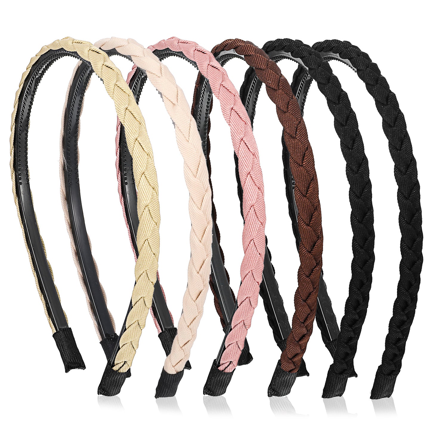Amabro 6 Pcs Braided Headbands for Women, Non Slip Thin Hairband with Teeth