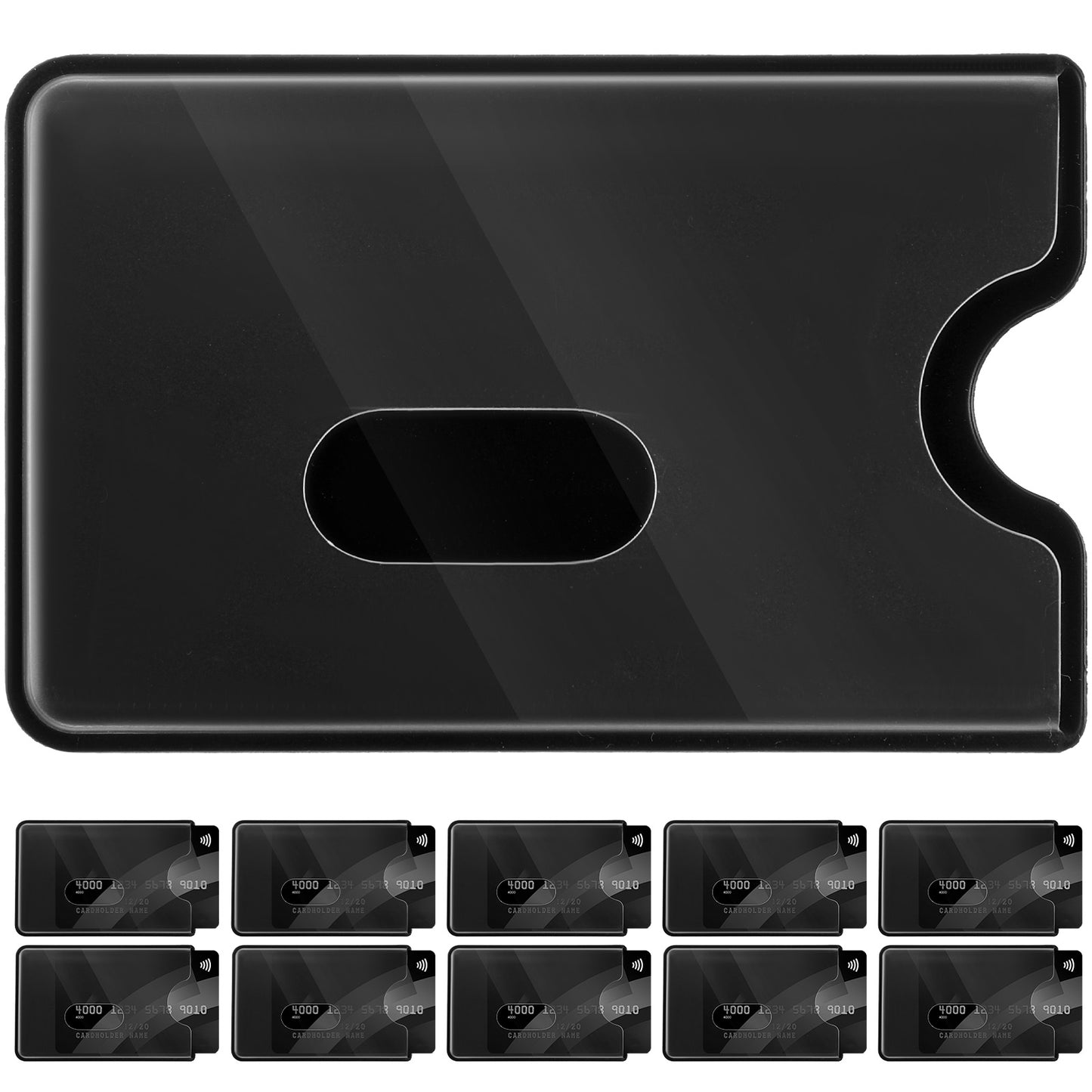 TIESOME 10 PCS RFID Blocking Sleeves, Transparent Front Credit Card Protectors Set Thumb Slot Waterproof Card Holder Slim Design for EC Card Wallet Black