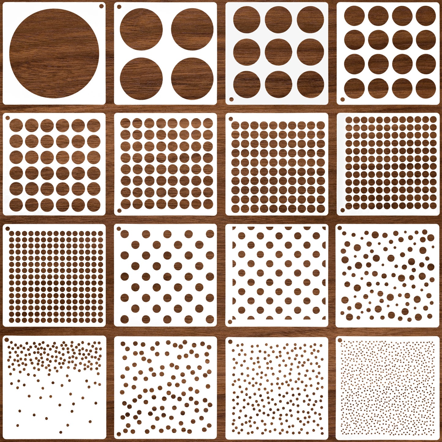 cobee 16 Pcs Circle Stencil, Geometric Art Stencils for Painting, Polka Dot Stencil Mixed Reusable Sprinkle Stencil for Painting on DIY Card Making Scrapbook Paper Fabric Pillows