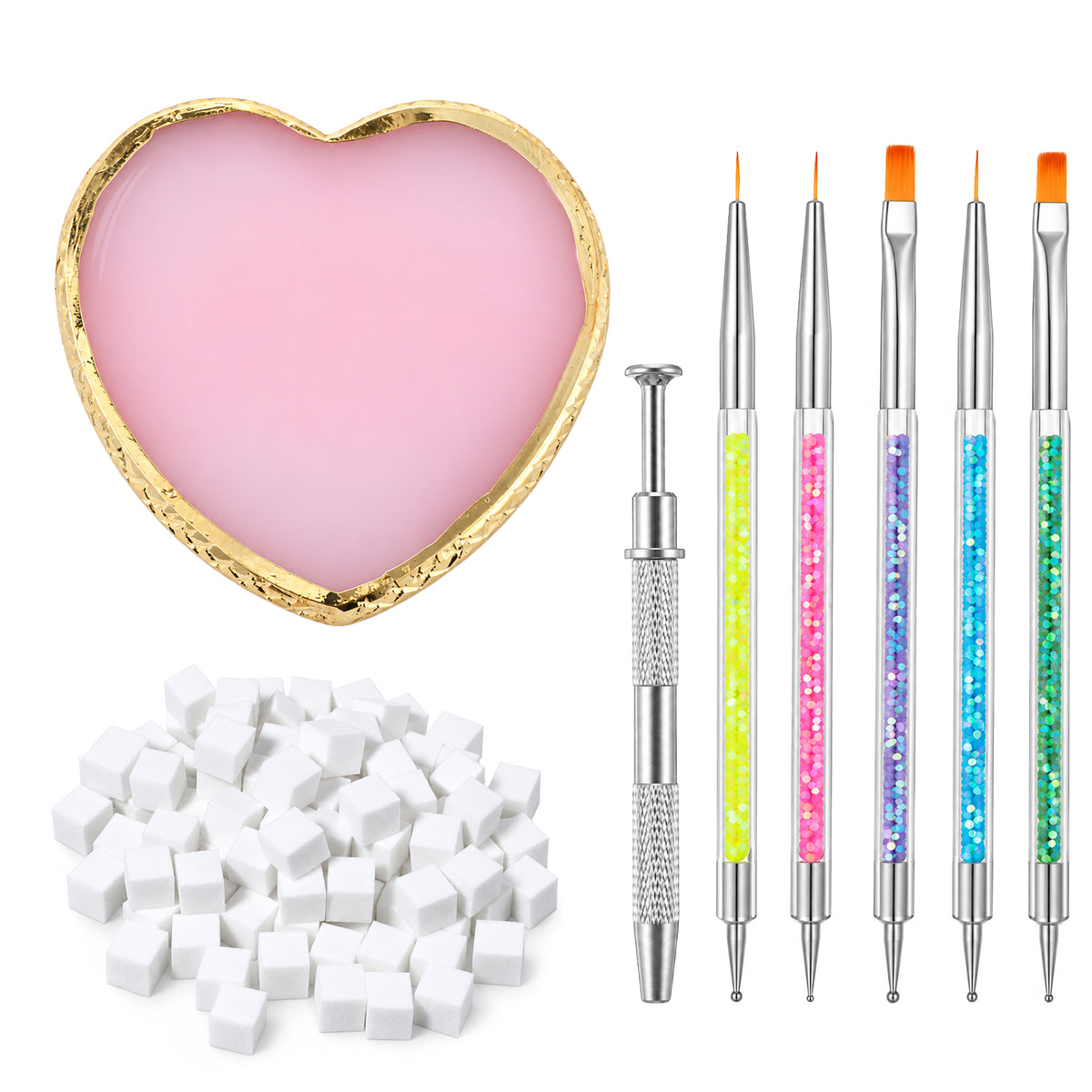 Jeffdad Resin Nail Art Palette with Nail Brush Grabbing Pen NailSponge Set