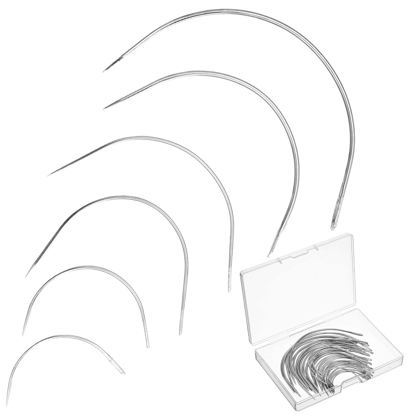 HJZHII 48 Pcs Curved Sewing Needles, Sewing Needles Round Leather Saddle Needle Steel Upholstery Needle for Bracelets Jewellery Crafts Purses Backpacks Shoes Upholstery Carpets Wigs Canvas Repair