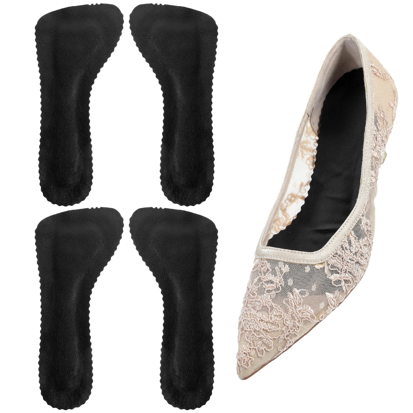 TIESOME 3/4 High Heel Inserts for Women, 2 Pairs Invisible High Heel Cushion Insoles Adhesive Arch Support Inserts Non-Slip Slim Inserts Liners Comfort Shoe Pads for Sandal Flats High Heels(Black)