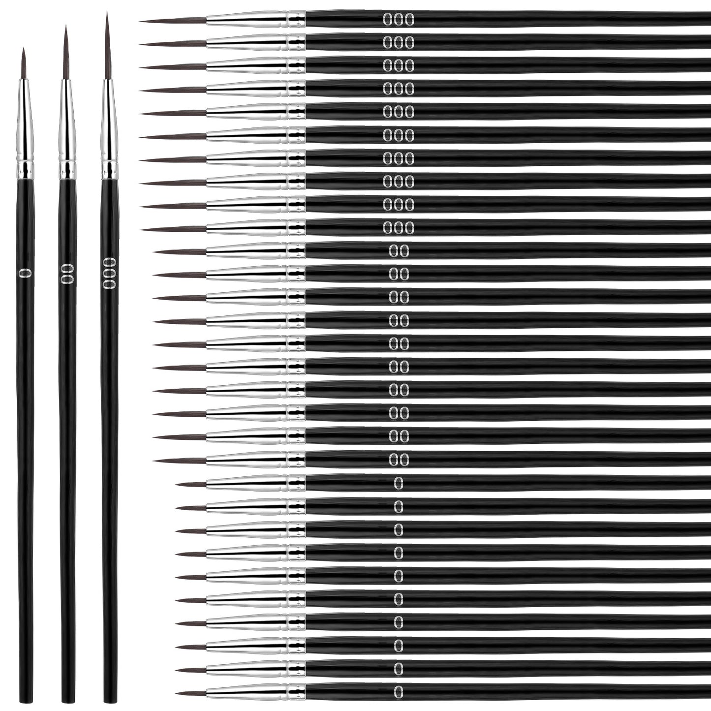 cobee 60 Pcs Detail Paint Brushes, Fine Tip Paint By Number Brushes With 3 Size #0#00#000, Micro Paint Brushes For Model Crafts Acrylic Miniature Painting(Black)