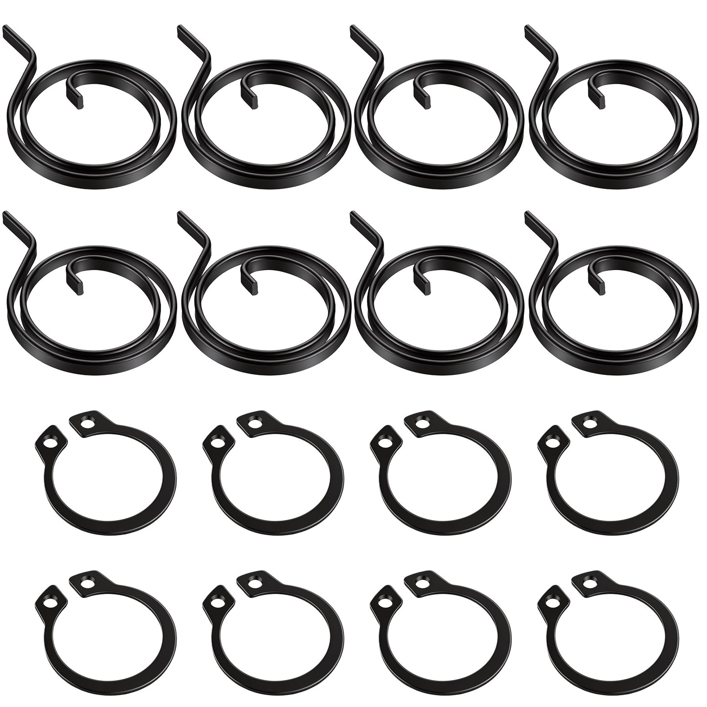 HJZHII 16 Pcs Door Handle Spring Repair Kit, Universal Hardware Door Handle Spring Replacement Repair Kit 8 Pcs 2-Turn 2.5mm Thick Coil Springs and 8Pcs Circlips for Doors Lock Internal Repairs