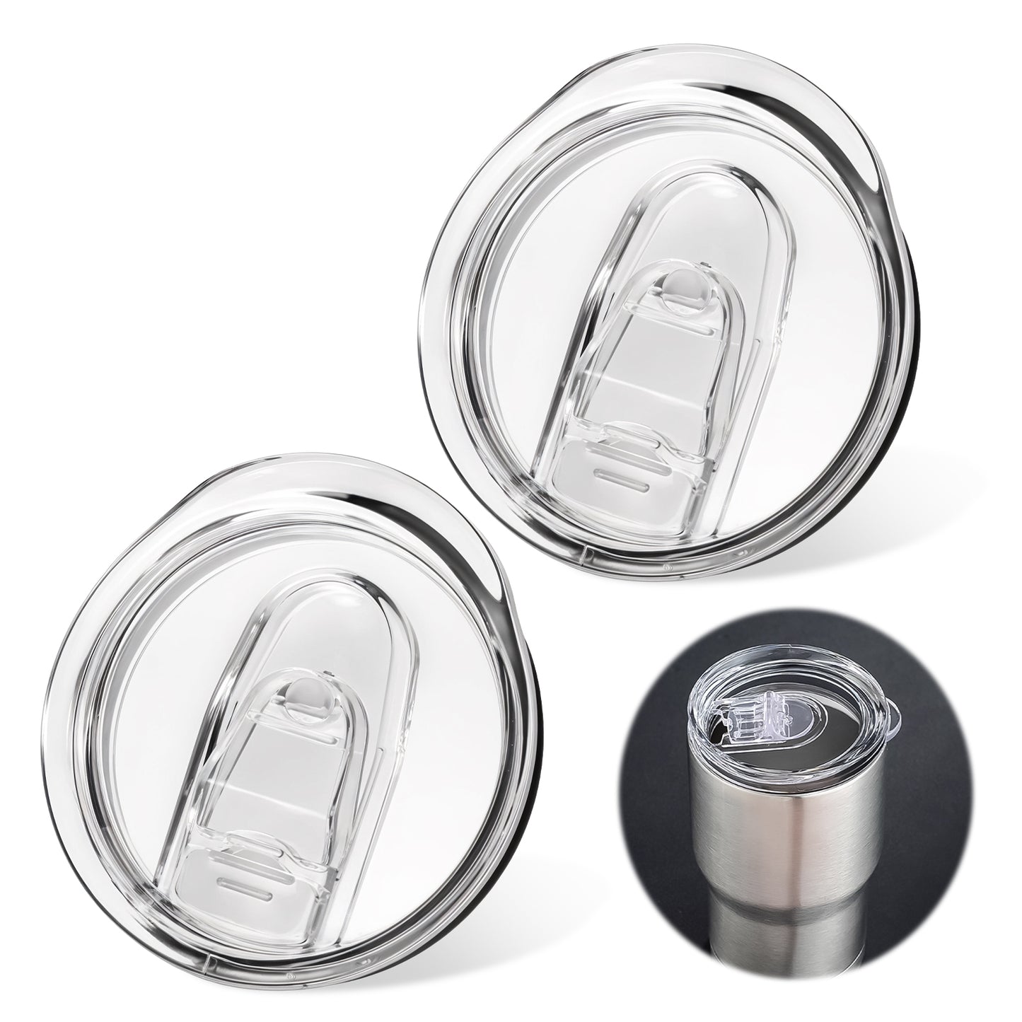 cobee 2 Pcs 20 oz Tumbler Replacement Lids, Silicone Tumbler Lid Mug Replacement Lids, Coffee Cup Travel Mug Spill Proof Splash Resistant Silicone Sliding Covers, Straw Friendly(2 Pcs)