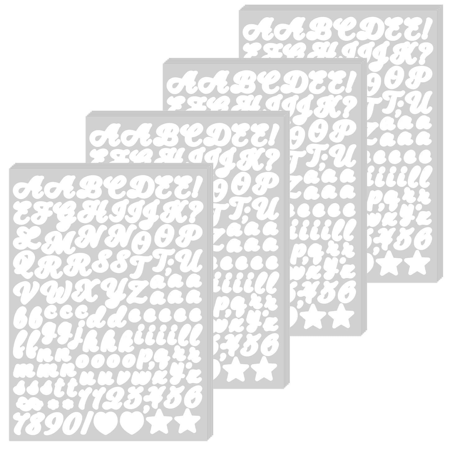 TIESOME 20 Sheets PVC Letter Stickers, 0.2-0.79 in Cursive Letter Stickers Self-Adhesive Waterproof Alphabet Labels Decals for Mailbox Numbers DIY Crafts Notebooks Signs(White)