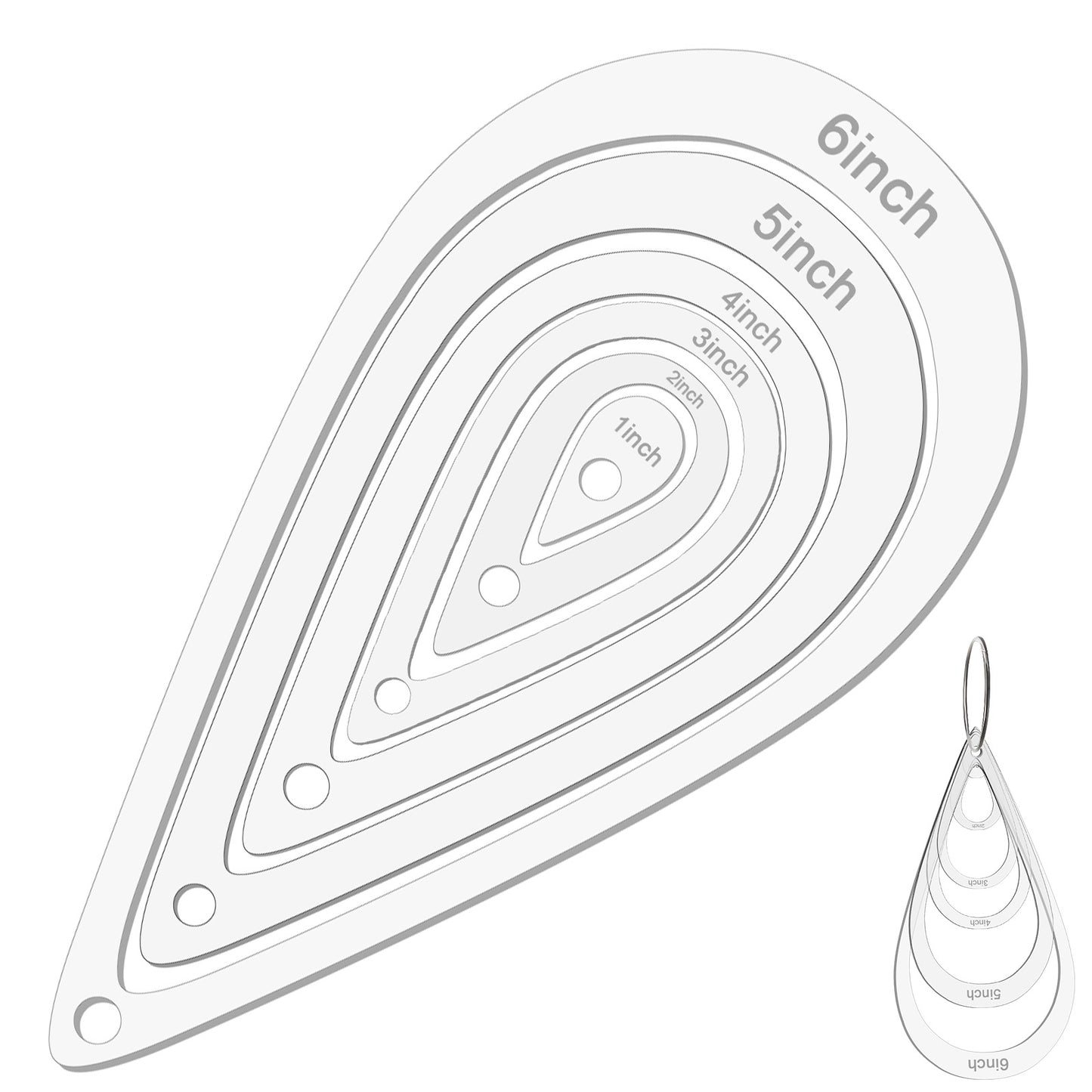 XLIUAX 6 Pcs Circle Quilting Template, 1/2/3/4/5/6 inch Circle Templates Quilting with Binder Hinged Rings, Clear Acrylic Quiltings Template Rulers for Cutting Fabric Precision Measurements Sewing(b)