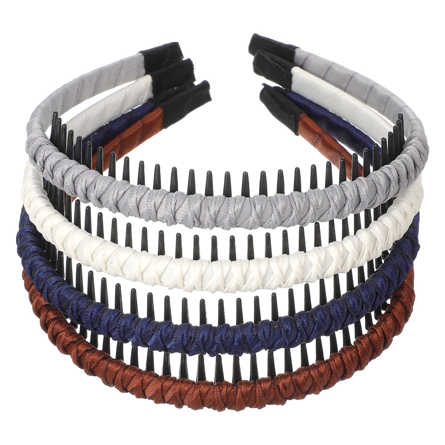Andibro 4 Pcs Non Slip Teeth Comb Headbands, Zig Zag Wide Hair Bands Fashion Cloth Head Bands For Women Comfortable Headband Sports Yoga