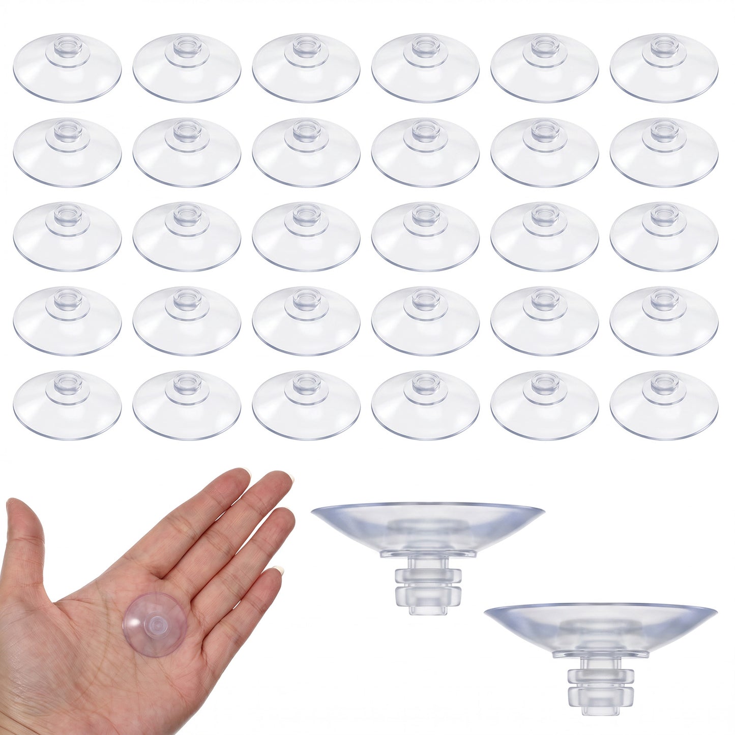 simarro 30Pcs Small Suction Cup, 3cm Glass Suction Extra Strong Adhesive Mini Suction for Home Kitchen Bathroom Organization Christmas Decoration Window