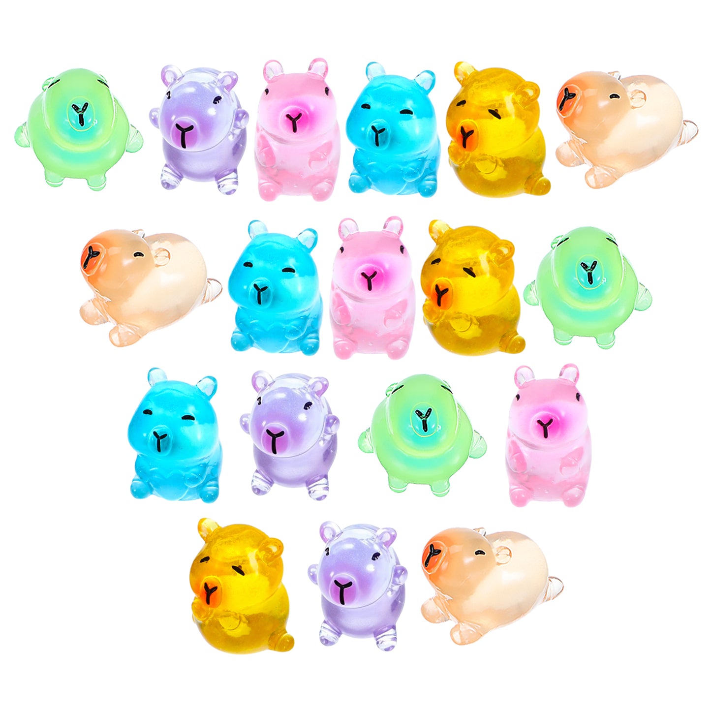 Yuanchu Mini Resin Animals, 18pcs Glow in The Dark Capybara Miniature Animals Figures Miniatures Figurines DIY Garden Small Animal Figurines Micro Landscape Aquarium Party Decor Desk Craft Accessories