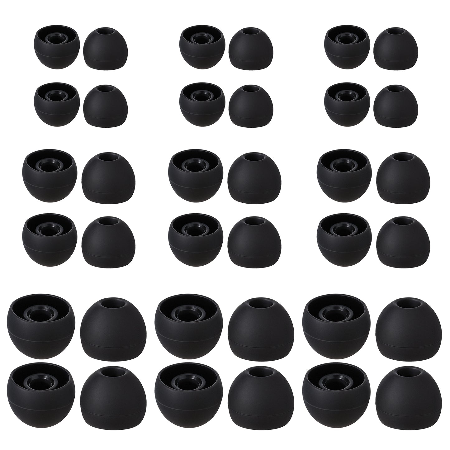 LXUEJIE 18 Pairs Silicone Ear Tips, Extra Small Ear Bud Covers Soft Earphones Earbuds Black Earbuds Tip Replacement Silicone Ears Bud Tips Replacement Kit Black Ears Tip for in-Ear Headphones (S/M/L)