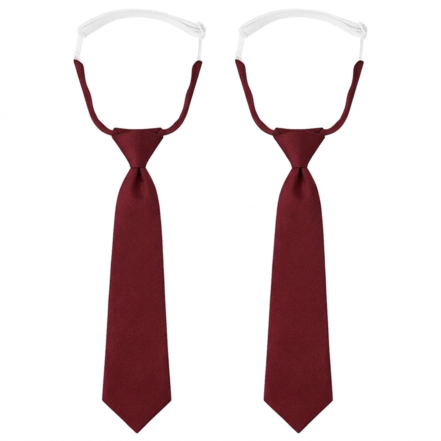 MBAIYO 2 Pcs Black Tie for Women, 13" Pre-tied Adjustable Women's Ties Skinny Necktie for Gradation Business Cosplay Necktie(Wine Red)