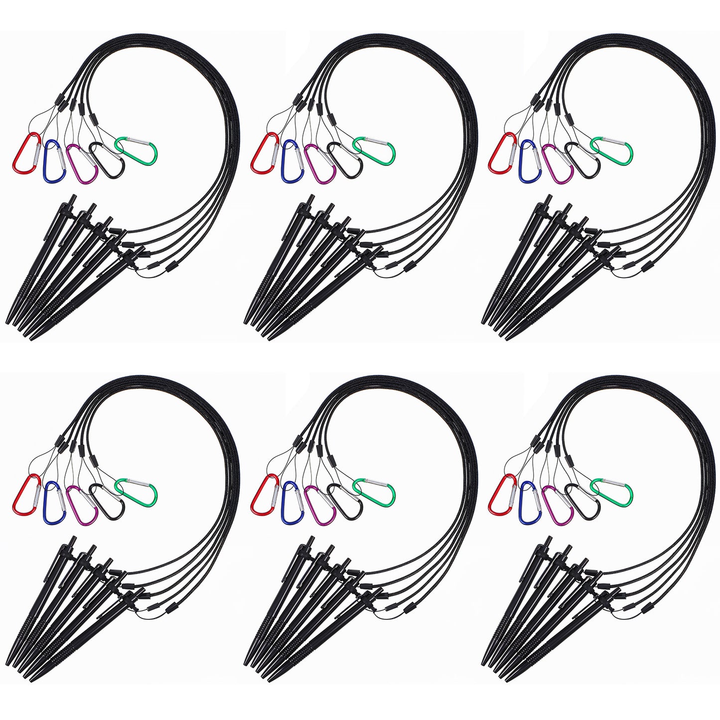 GEEHUA 5Pcs Anti-lost Pen Leash with Silicone Ring Buckle, Removable Ballpoint Pen Lanyard Retractable Ballpoint Straps for Clipboard Notebook Office Supplies