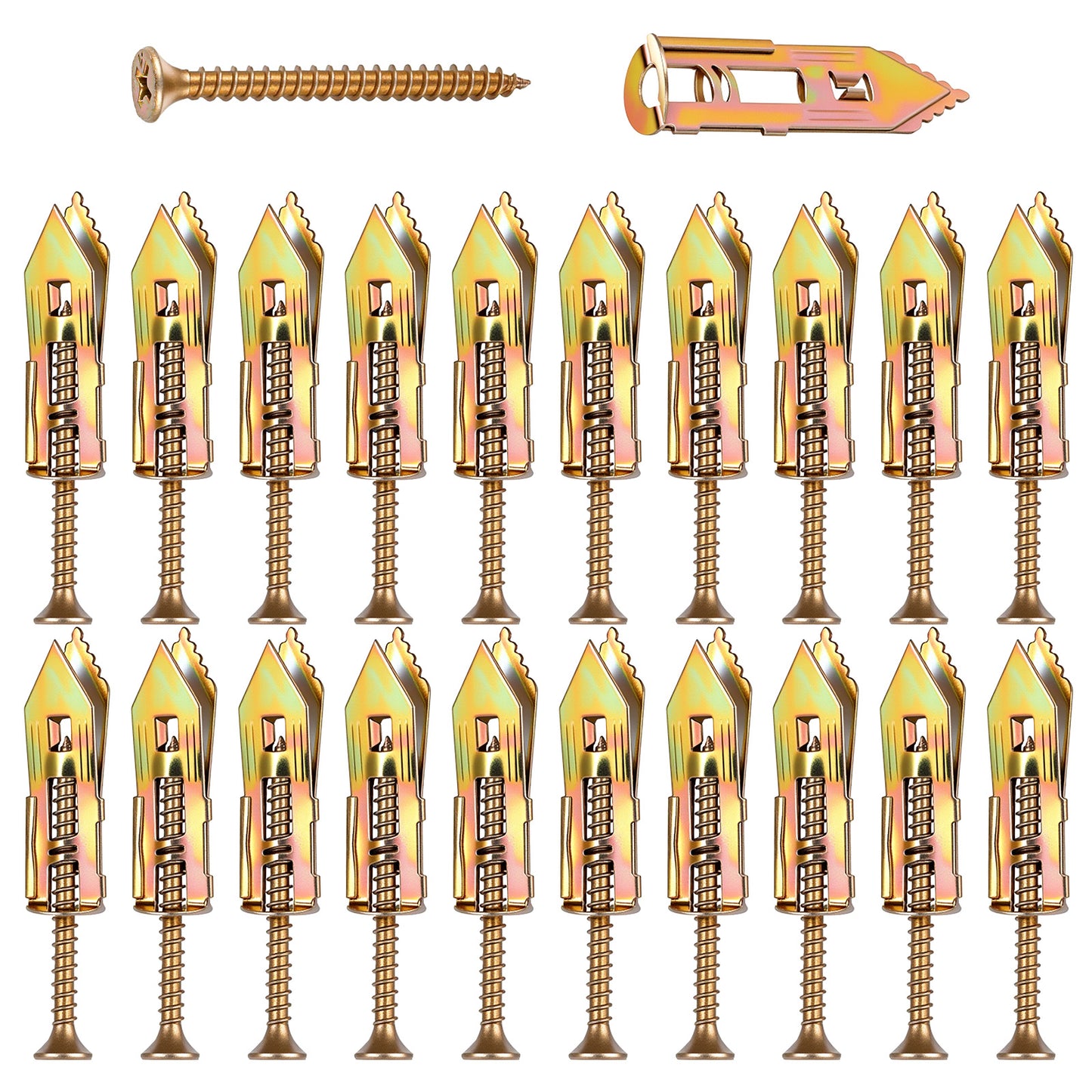 HJZHII 20 Pcs Self-Drilling Anchor Screws, Drywall Self-Drilling Anchors with Screws Set Steel Drywall Anchors Heavy Duty Metal Expansion Bolt No Drill Hole for TV Shelf Straps Gypsum Boards Cabinets