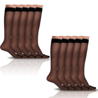 Yuanchu 10 Pairs Knee High Stockings for Women, 18 Denier Sheer Socks with Reinforced Toe Trouser Socks One Size(Black)