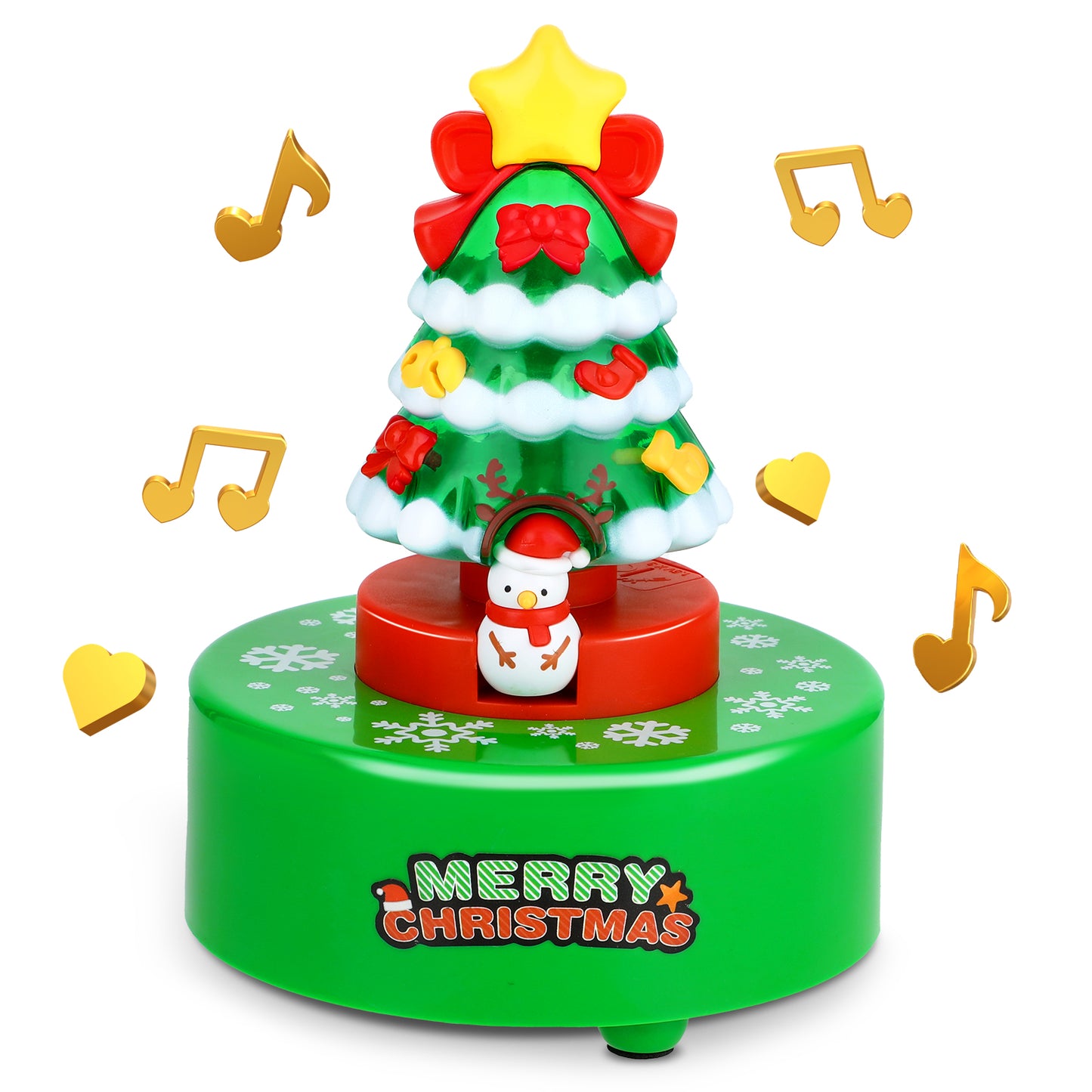 simarro Christmas Music Box, You Feel More Happy Classic Music Box Xmas Tree Snowman Hand Operated Music Box for Family Friend Lover