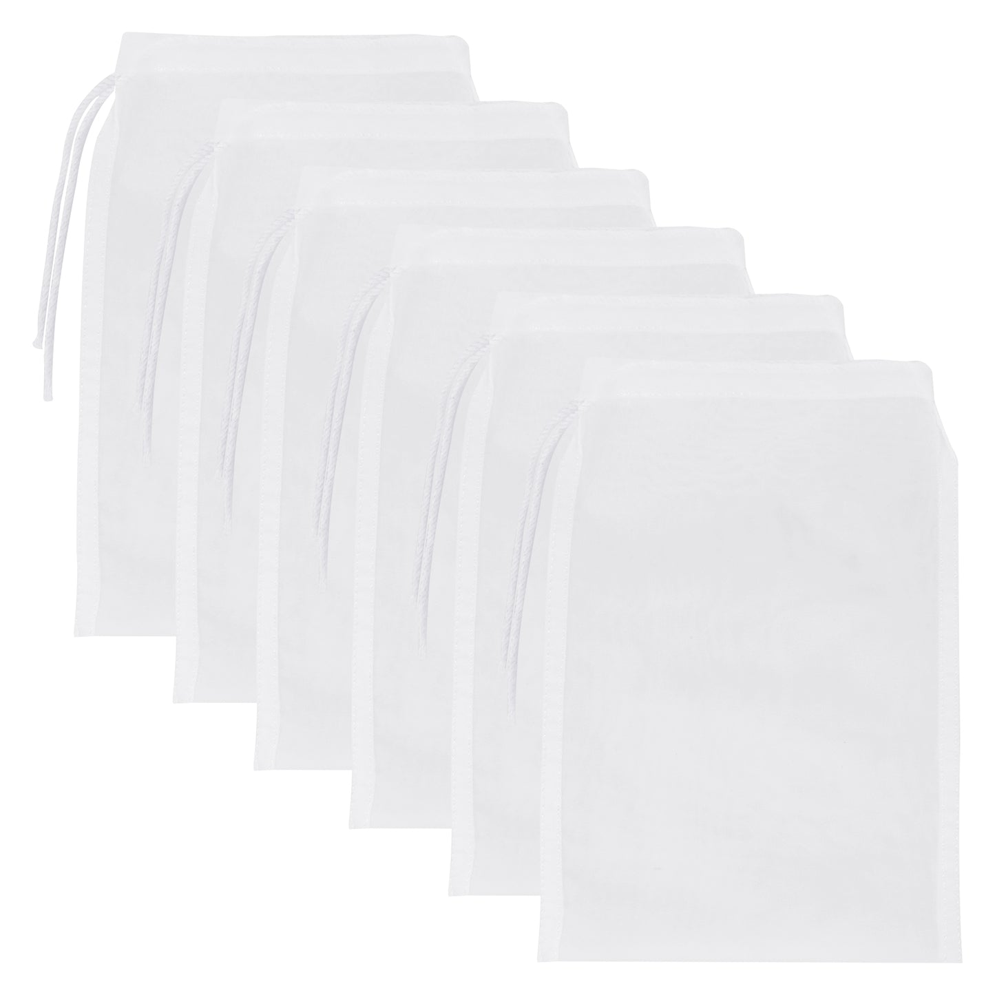HJZHII Aquarium Filter Bags, 9x5 Inch Fish Tank Media Mesh Percolation Bag High Flow Fine Mesh Net with Elastic band for Fish Tank Bio Balls, Activated Pelletized Carbon, Net Hole 0.2mm White(6 Pcs)