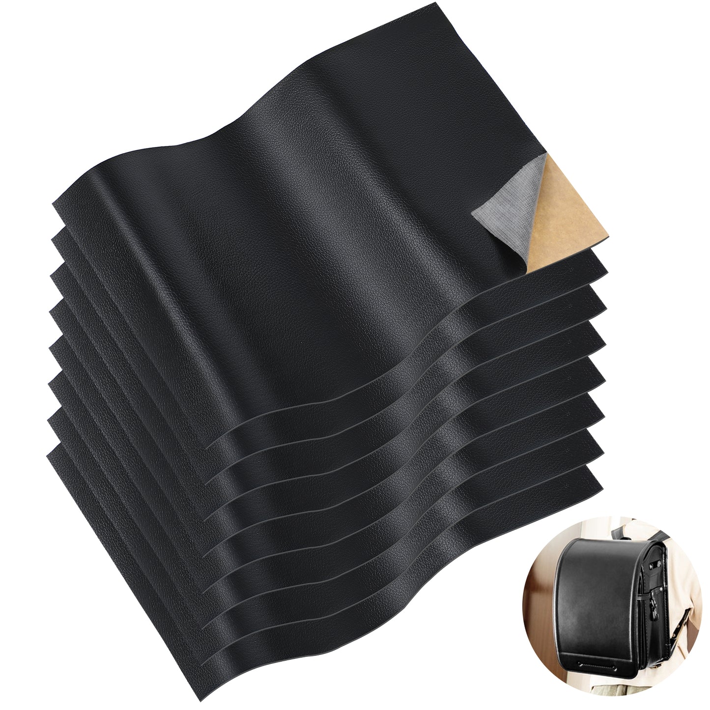 Yuanchu 8 Pcs Leather Repair Patch, 20x30cm Self Adhesive Leather Repair Patch Waterproof Tape Leather Car Seat Repair Kit for Sofas Tents Furniture Car Seats Bags Shoes Awnings