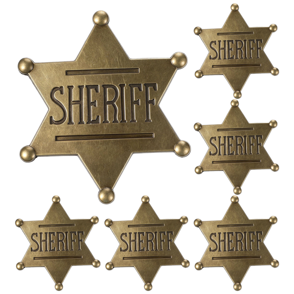 Amaxiu 6 Pcs Sheriff Badges, Metal Western Sheriff Star Pins Brooches