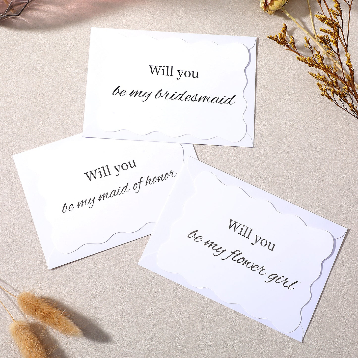 WJIAAA Bridesmaid Proposal Card Set,12 Pack Will You Be My Bridesmaid Card Proposal Cards with Matching Envelope 5.5 x 3.9in