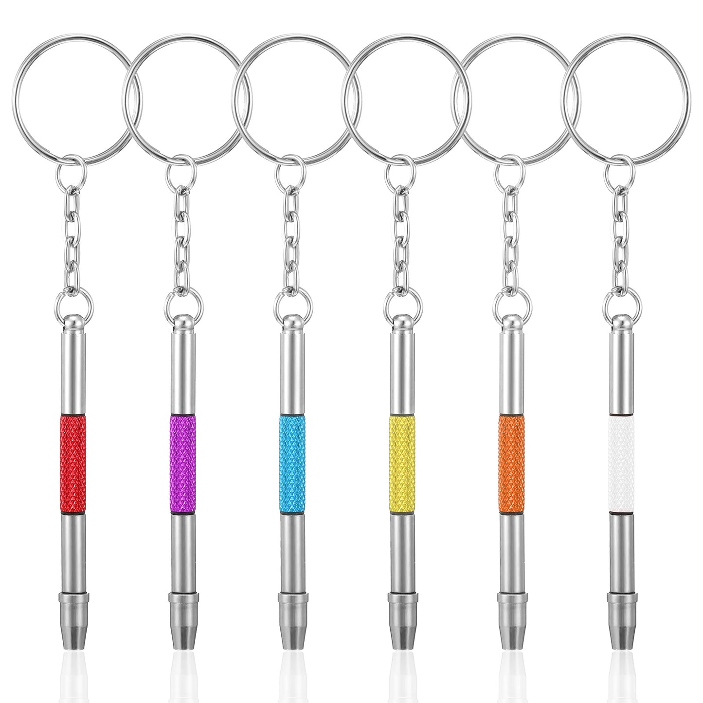 GEEHUA 6 Pcs Mini Eyeglass Screwdriver, 4-in-1 Watches Precision Screwdriver Kit, 6 Colors Keychain Repair Tool for Glasses, Sunglasses, Watch, Electronics, Jewelry