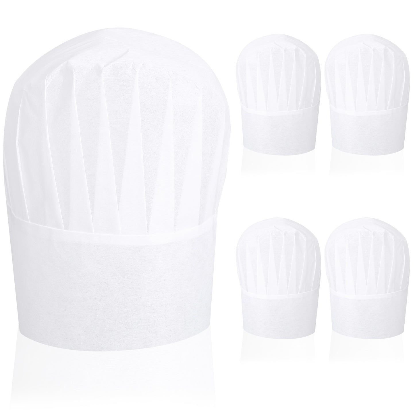 LXUEJIE 5 Pack White Chef Hat, Disposable Chef Hat Cotton Baker Hats Chefs Hats for Kitchen Cooking Catering Restaurants Halloween Chefs Costume