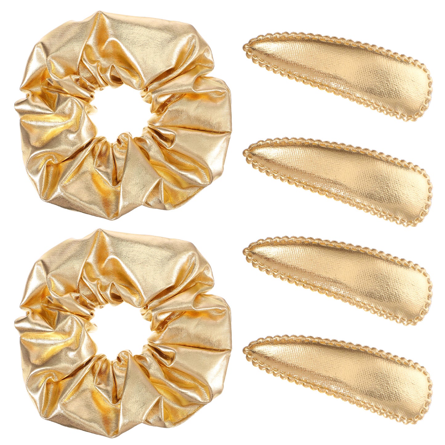 GEEHUA 2PCS Gold Scrunchies & 4PCS Hair Clips Set, Sparkly Ponytail Holders
