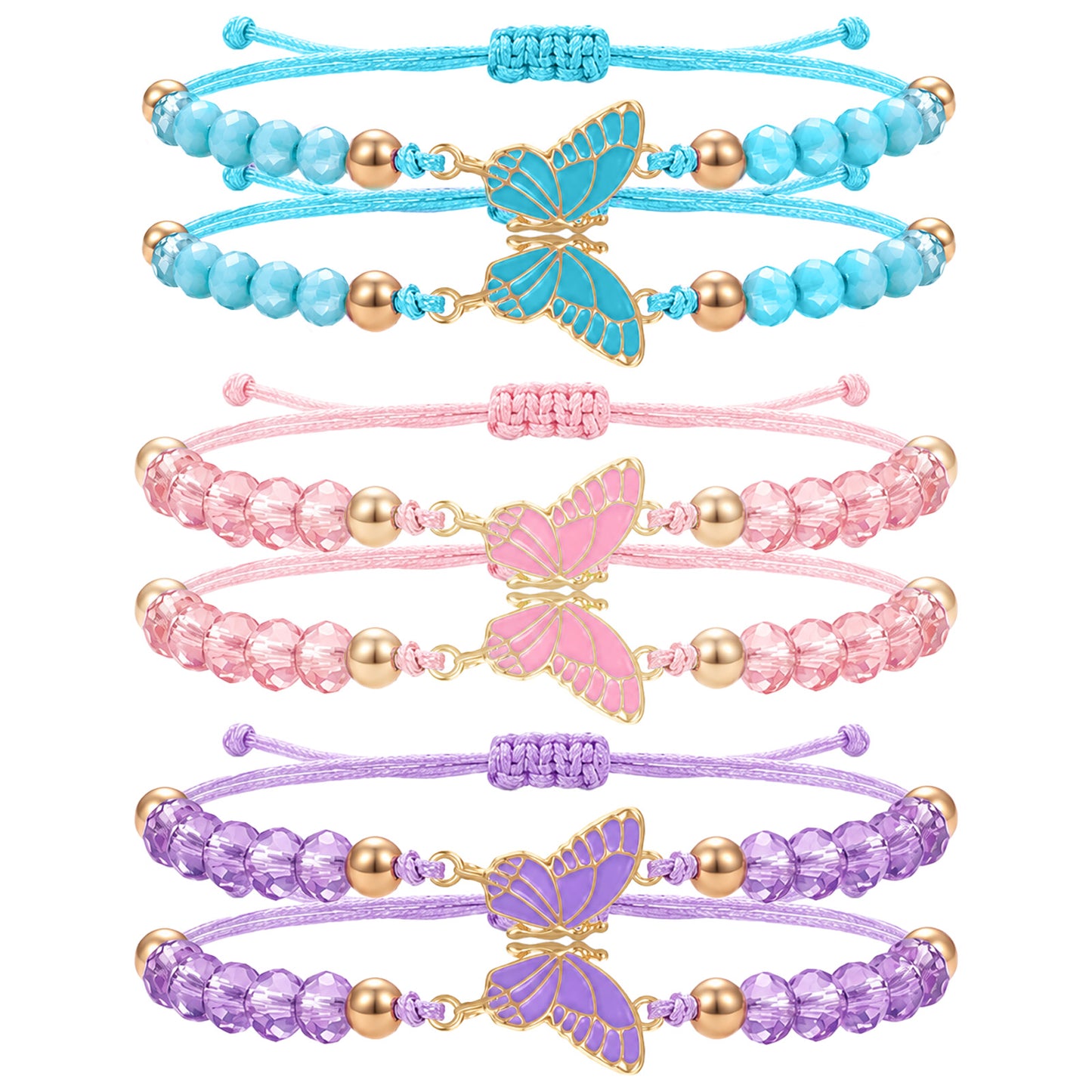 GEEHUA 6PCS Butterfly Matching Bracelets, Adjustable