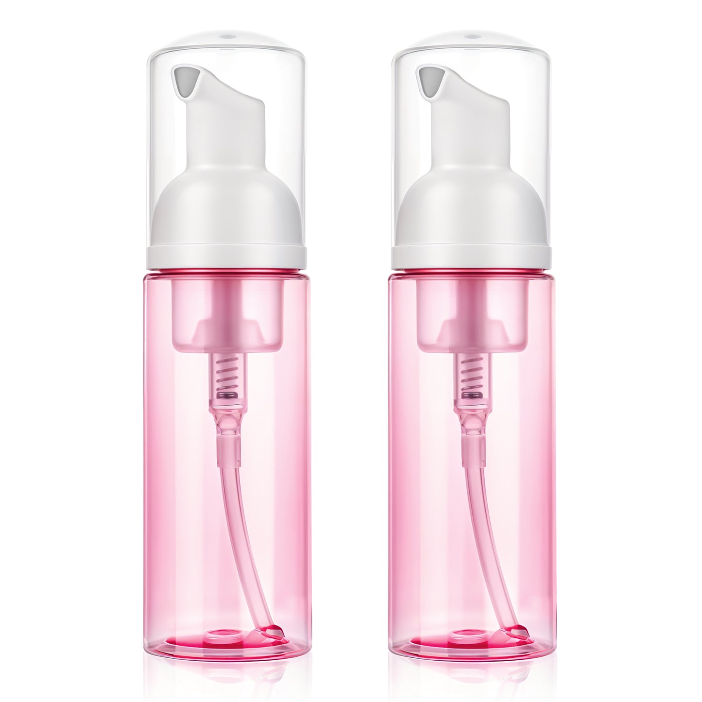 Molain 2 Pack Foam Pump Bottle Dispenser, Travel 60 ml/2 oz Refillable Empty Plastic Foaming Soap Dispenser for Hand Soap, Face Wash, Lash Shampoo, Skin Care (Pink)