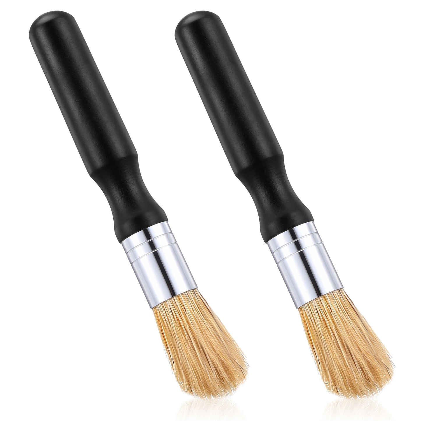 TIESOME 2Pcs Coffee Grinder Cleaning Brush with Wood Handle, Boar Bristles Espresso Machine Brush Cleaner Tool for Barista Home Kitchen Accessories