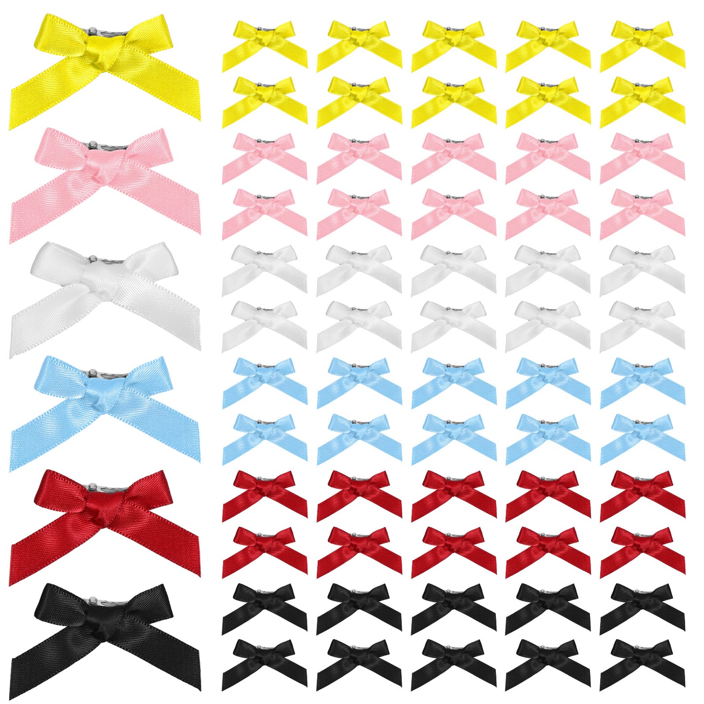 Jeffdad 60Pcs Mini Cute Bow Hair Clips, Small Hair Bows for Women, Ribbon Bowknots Hairclips Pink Bow Barrettes Hair Accessories for Girls(6 Colors)