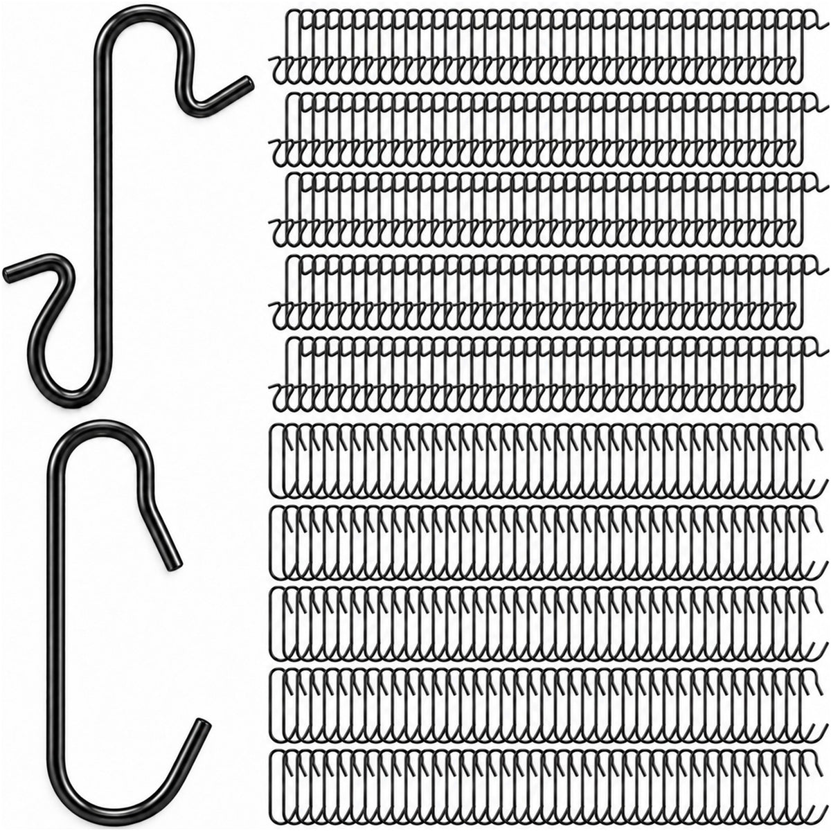 Yuanchu 200Pcs Ornament Hooks, 2 Styles Christmas Metal Hangers(Black)