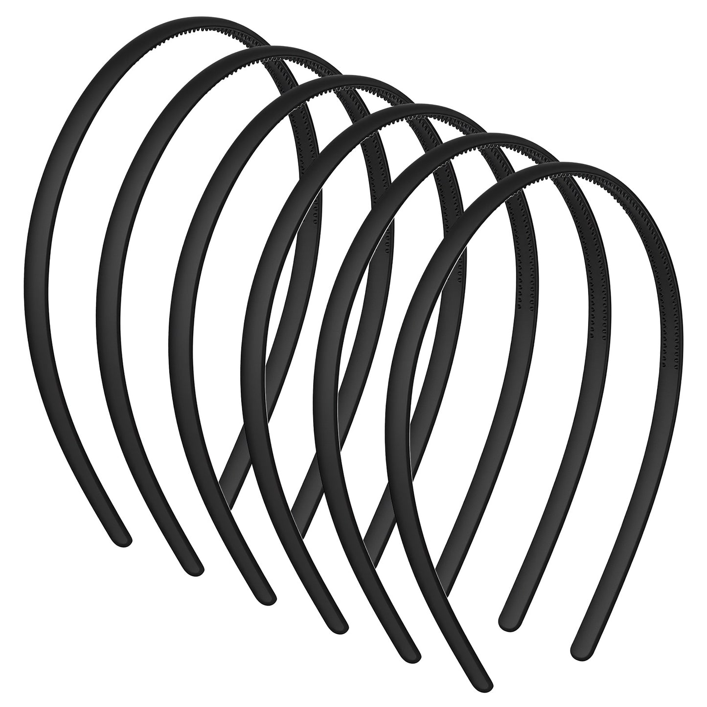 XLIUAX 6 Pack Black Plastic Headbands, Thin Non-Slip Hairbands with Teeth, 8mm Teeth Comb Headband DIY Skinny Head Bands for Women Men Sports Yoga Easter Halloween Party Hairstyling Accessory