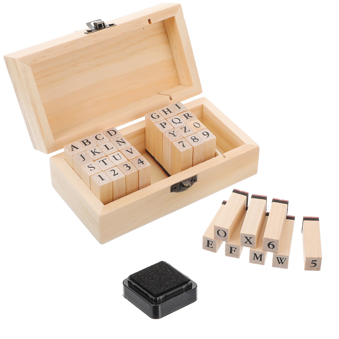 TIESOME Letter Number Stamps, 36 PCS Vintage Wooden Alphabet Letter Number Set with Storage Box Wooden Rubber Stamps Kit Craft Ink Stamp Stamper Seal for Scrapbooking Envelope Card Making