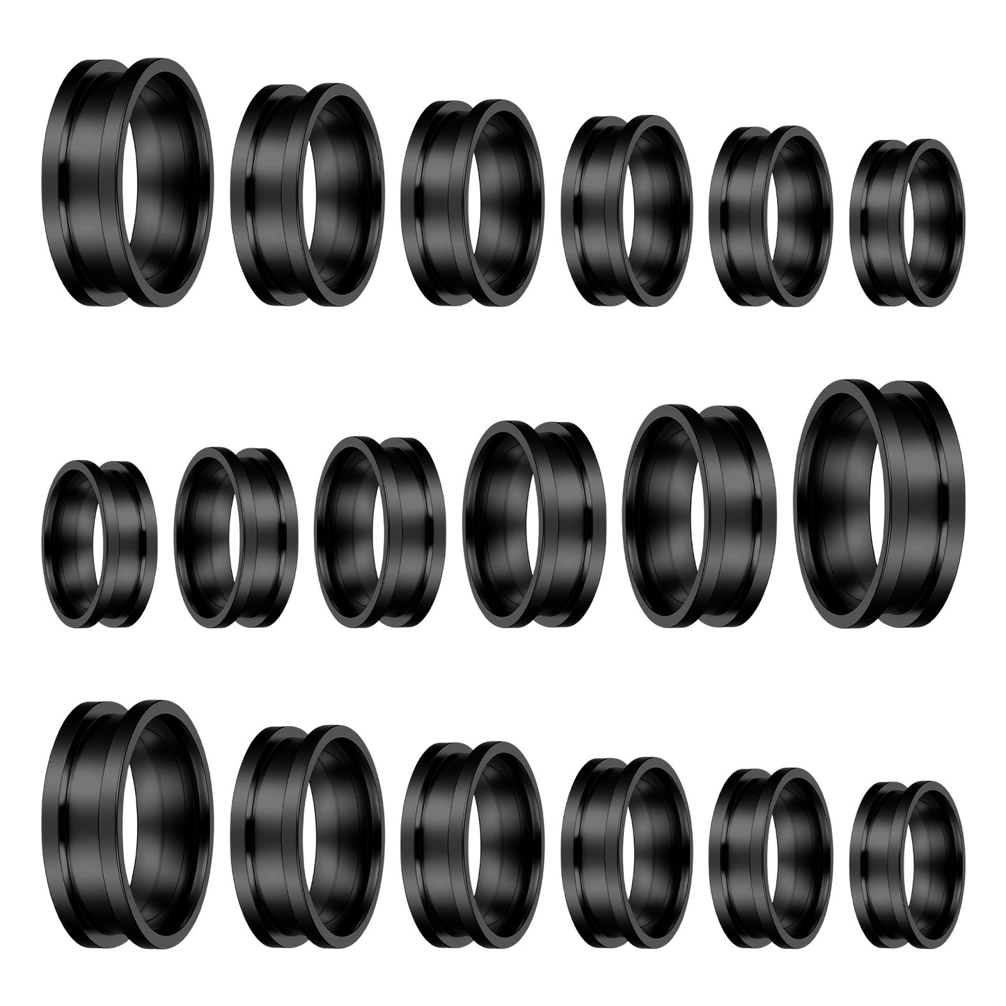Molain 18 Pcs Stainless Steel Grooved Ring Blanks, Round Inlay Ring Core Blank 8mm Wide Round Grooved Inlay Rings Blanks for Jewelry Making Kit Men Women DIY Craft Supplies US Size 7-12(Black)