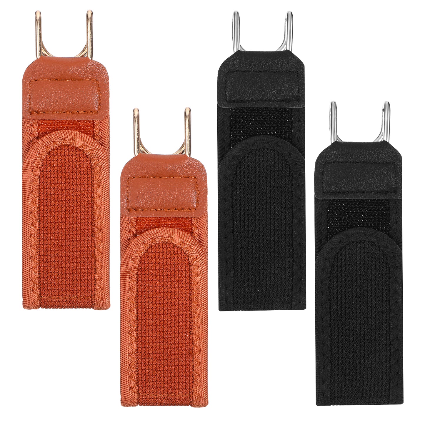 DOPENSPI 4 Pcs Metal Hook Elastic Belt, Adjustable No-Buckle Waist Belt for Men Women Comfortable Invisible Side Belts for Pants Travel Work