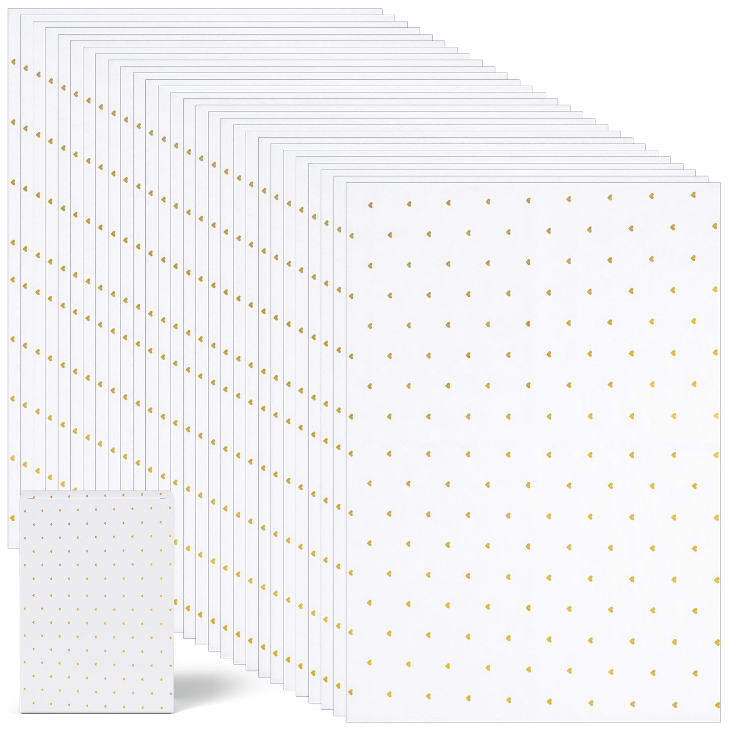 LXUEJIE 28 Sheets Gold Heart Wrapping Paper, 50 x 70cm Heart Gift Wrap for Wedding, Anniversary, Valentine’s, Birthday, Mother’s Day, Party Packaging, Cute Metallic Floral Accent, Gold