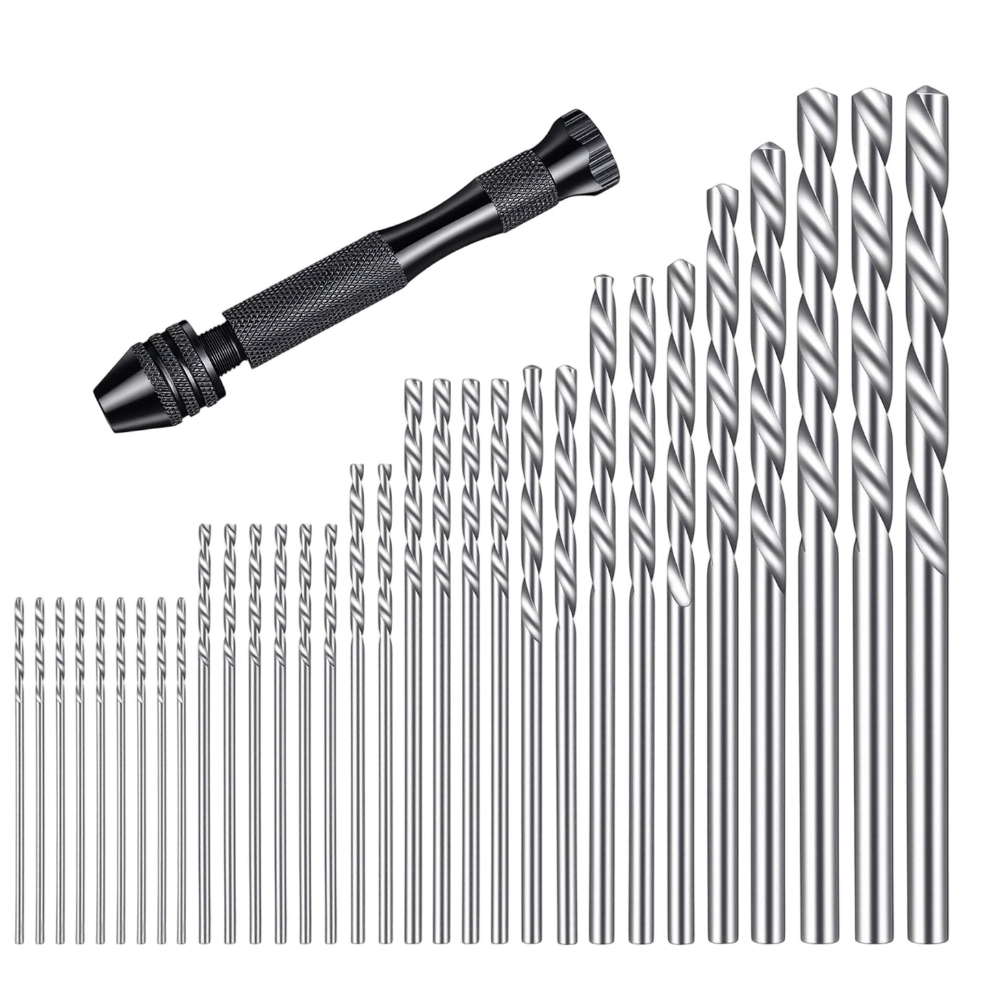 cobee 31 Pcs Hand Drill Bit Set, Micro Twist Drill Bits with 0.5-3mm Precision Pin Vise Drills Precision Pin Vise Hand Drills Set for Delicate Manual Work Craft Carving DIY Woodworking
