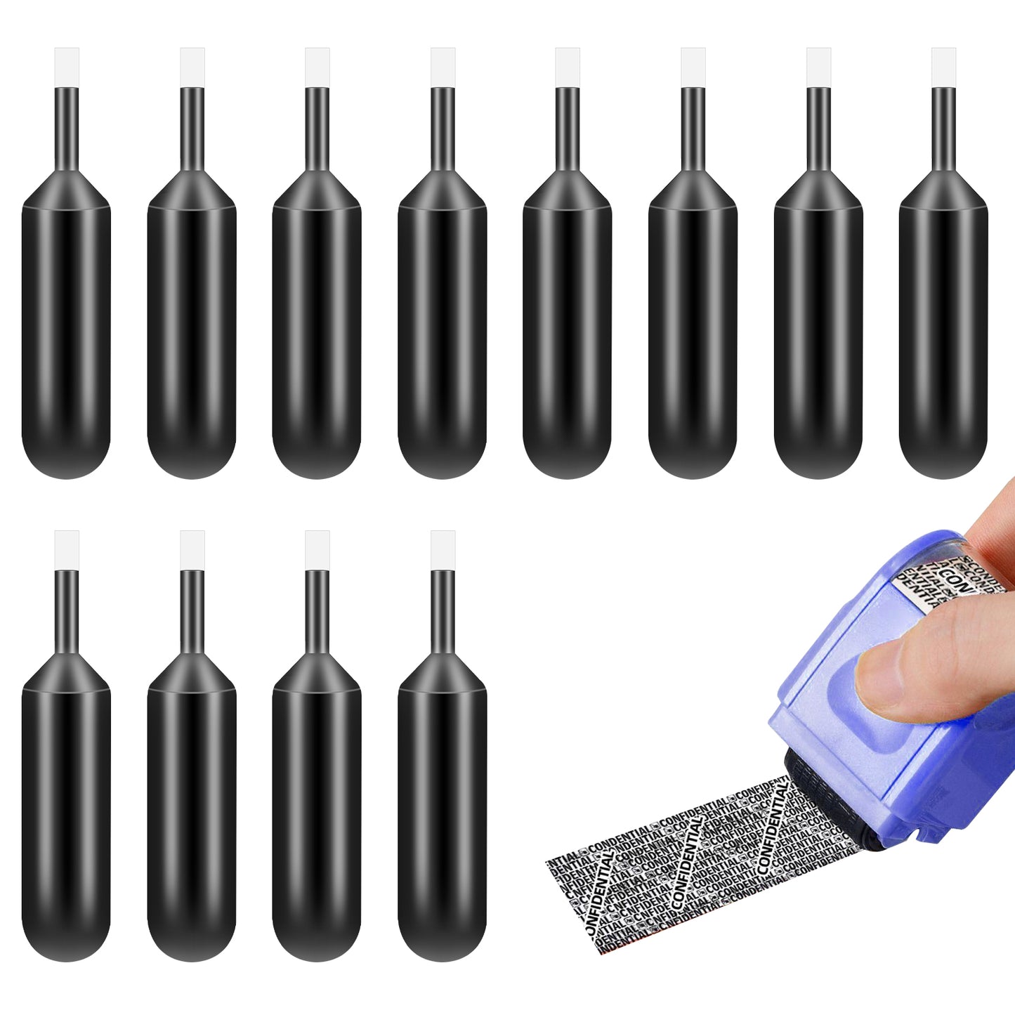 Giantree 12Pcs Ink Refill for Self Inking Stamp, Ink Refill for Identity Theft Protection Roller Stamp, Stamp Ink Refill Roller Stamp, Ink Refill for Stamp Pad to Cover Personal Mail Information