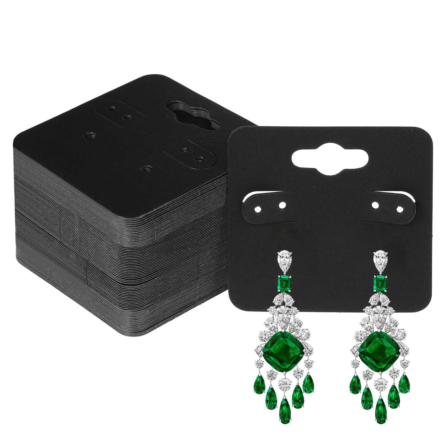 cobee 100 Pcs Earring Cards with Holes, Earring Display Cards Earring Packaging, Cardboard Earring Holders for Selling Jewelry Display DIY Craftsearring Card Holder(Black)