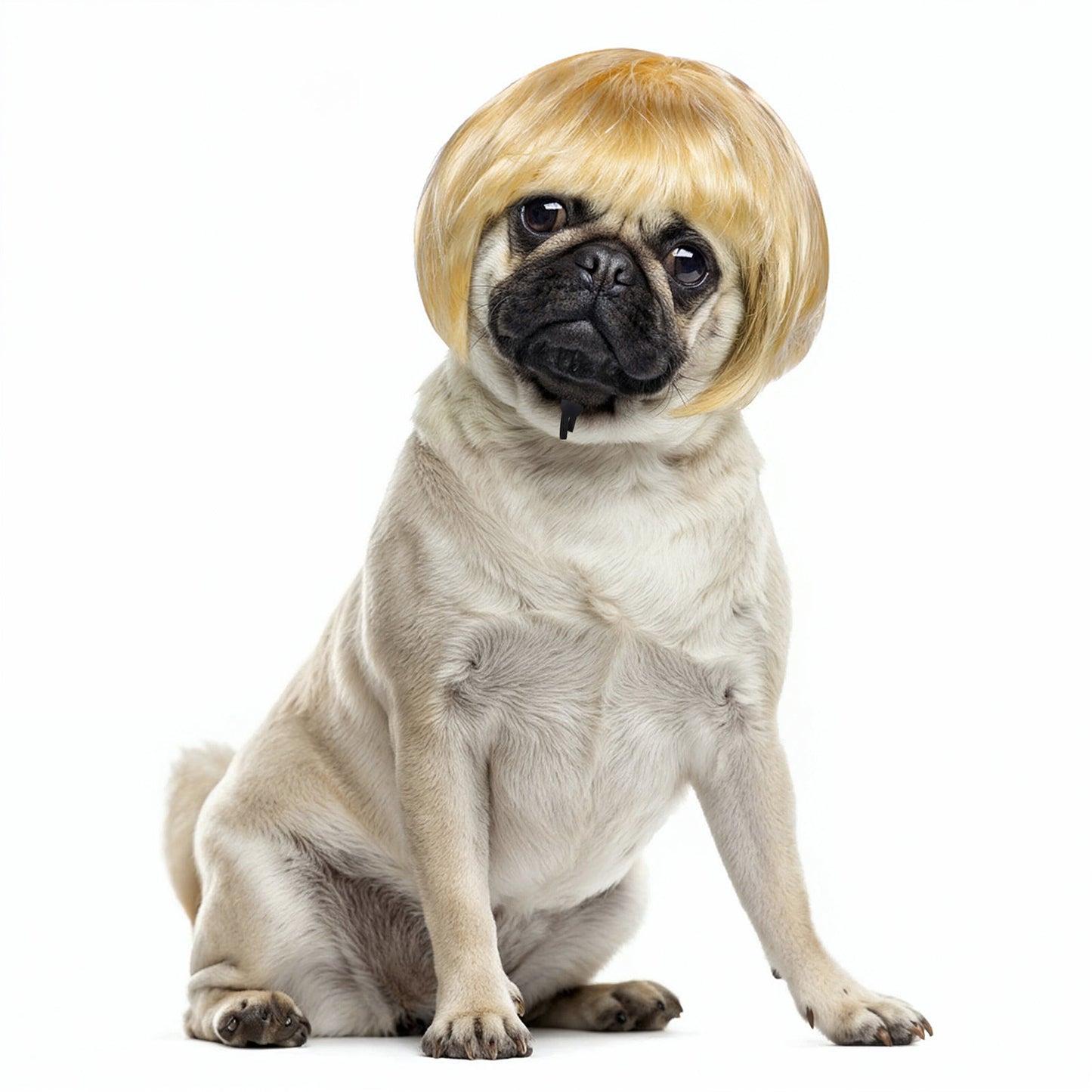 Cobee Funny Dog Cat Cosplay Wig, Pet Wig-Adjustable Costume Pet Funny Headwear Costumes Headgear for Small Medium Large Dog Cat Wigs Dress Up Decorations for Halloween, Christmas, Parties(Gold)