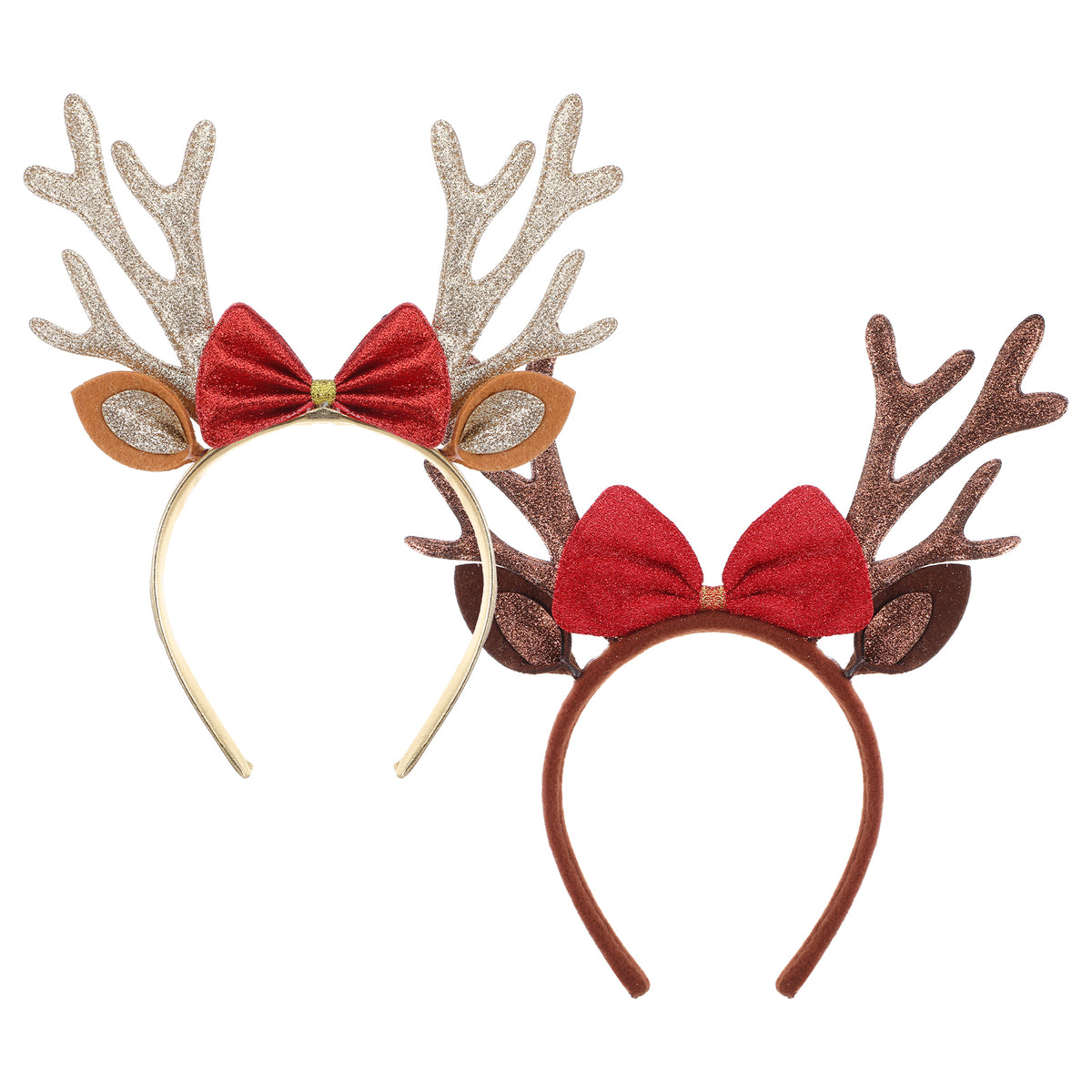YUXMU 2 Pcs Christmas Reindeer Antlers Headband,Deer Ears Bow With Bow