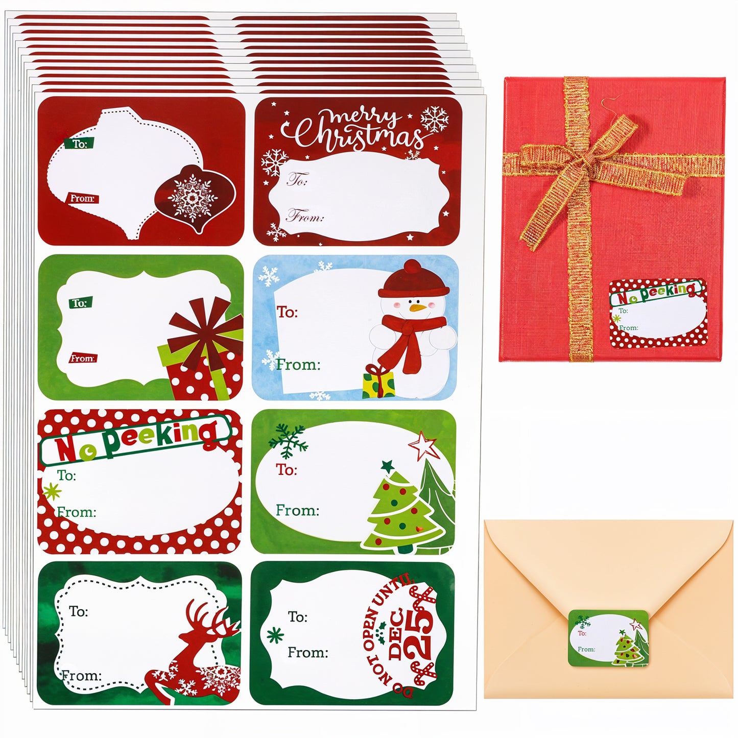Andibro 96Pcs Christmas Gift Tags, Christmas Stickers Labels Xmas to from Christmas Sticker Name Tags Write On Labels Christmas Tags Sticker Holiday Present Labels