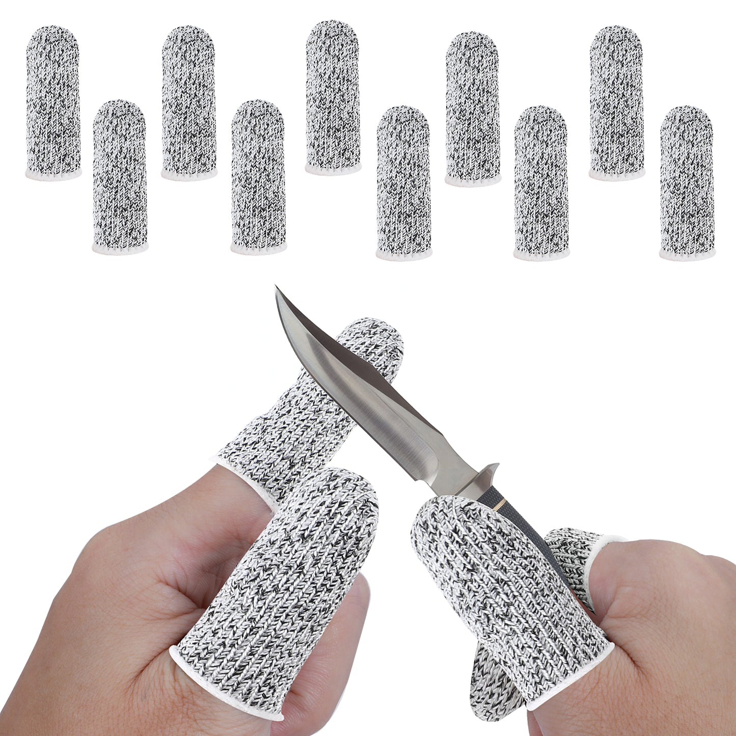 Molain Reusable Cut Resistant Finger Cots, 10 Pieces Breathable Fabric Thumb Guards for Kitchen Garden Sculpture DIY Work Protection