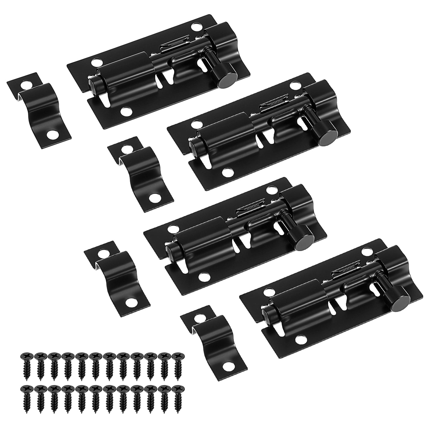 YUXMU 4Pcs 2 Inch Barrel Bolt Latch, Heavy Duty Sliding Door Bolt Latches Gate Garage Door Lock Set with Screws for Gates Cabinets Sheds Security